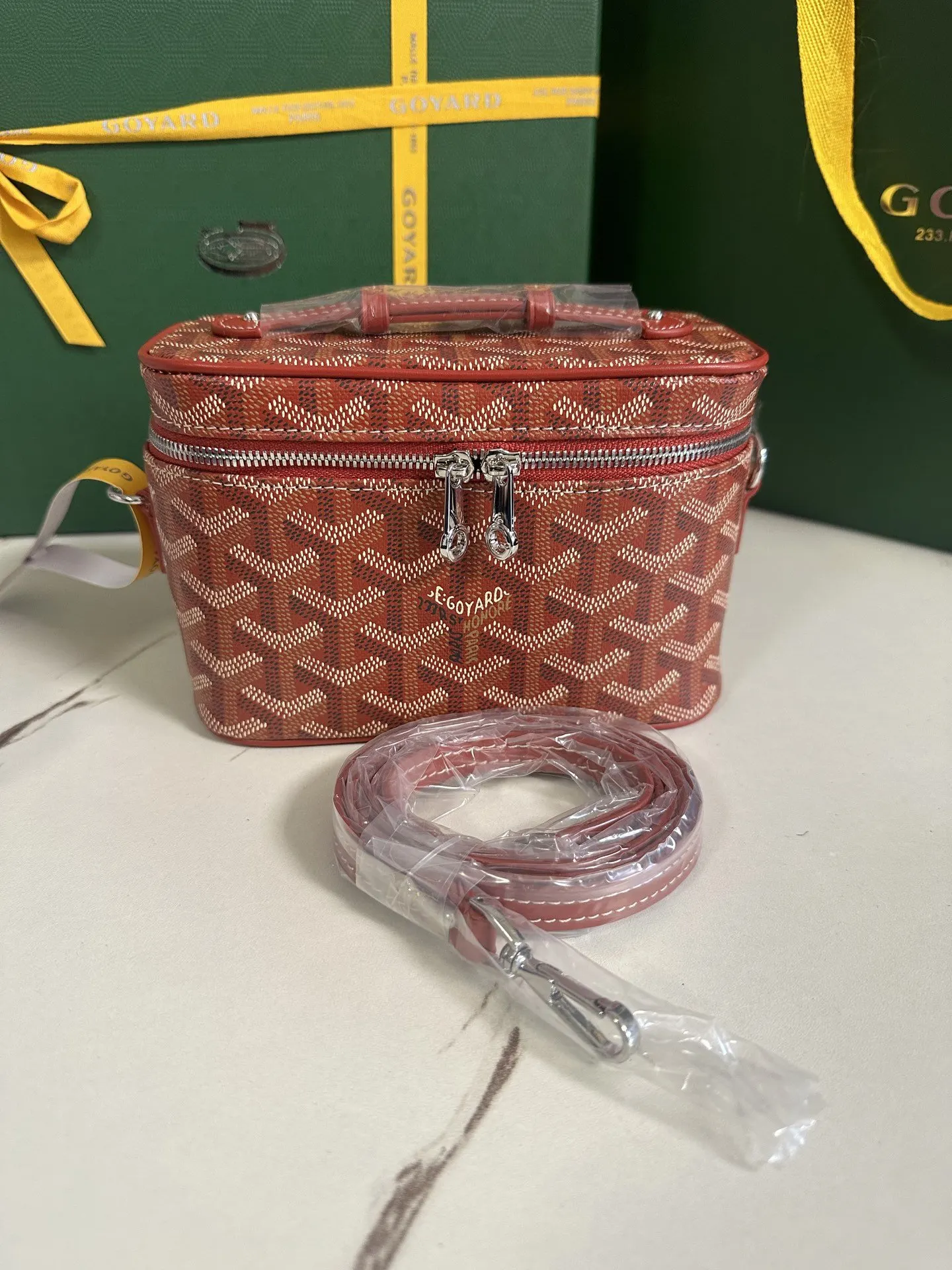 Goyard Yellow Cosmetic Pouch Leather