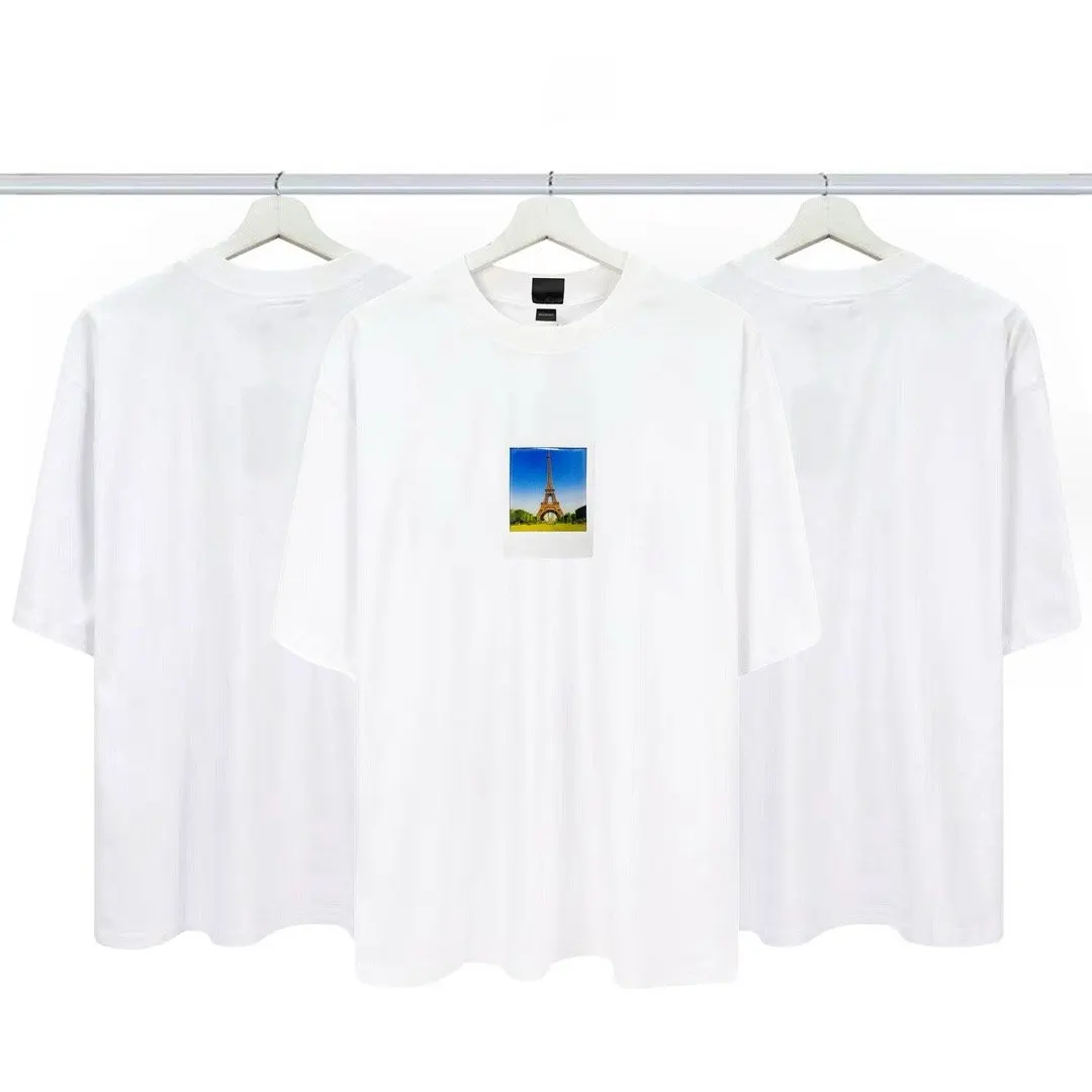 Balenciaga White Logo Short Sleeve T-Shirt Street Casual Style