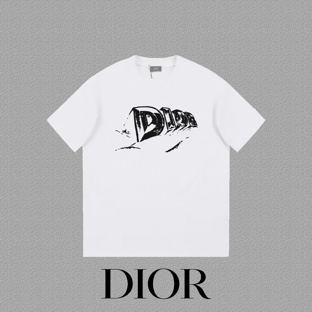 Dior 白色图案印花短袖T恤 休閒款