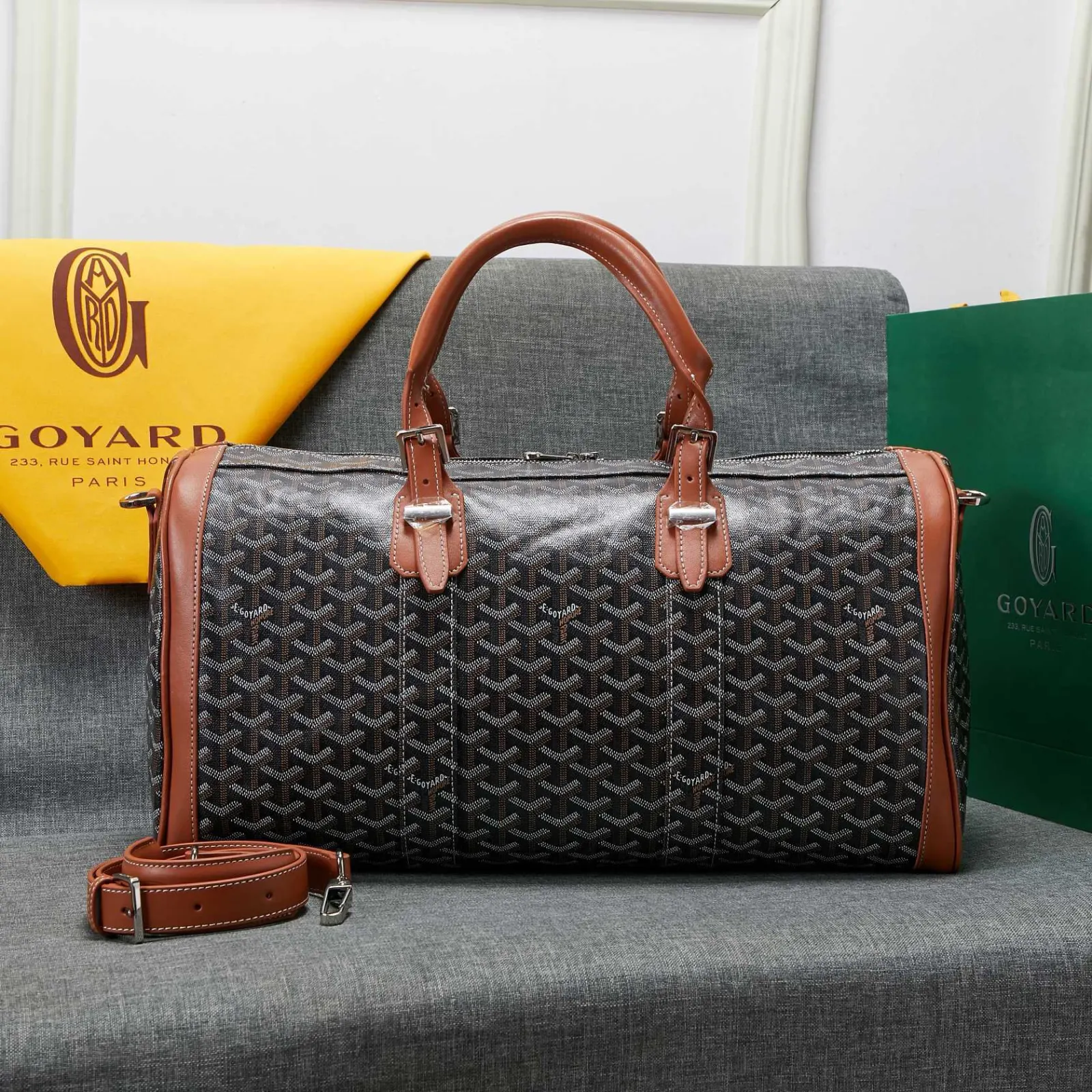 Goyard 吴亦凡同款包男女同款口袋GY戈雅旅行袋手提單肩短 大容量旅行款