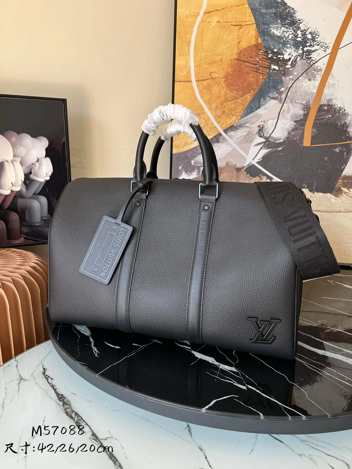 Keepall 黑色 提花 旅行袋 大容量旅行款