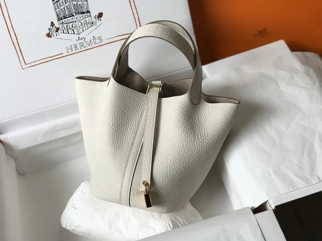 Hermes 奶昔白 手提包 18cm 經典款