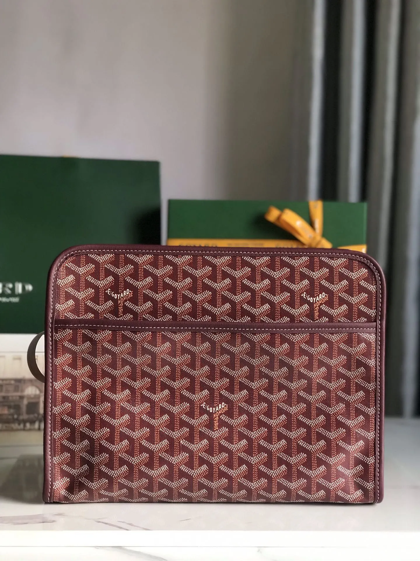 Goyard 黄色 牛皮 手拿包 精致手拿款