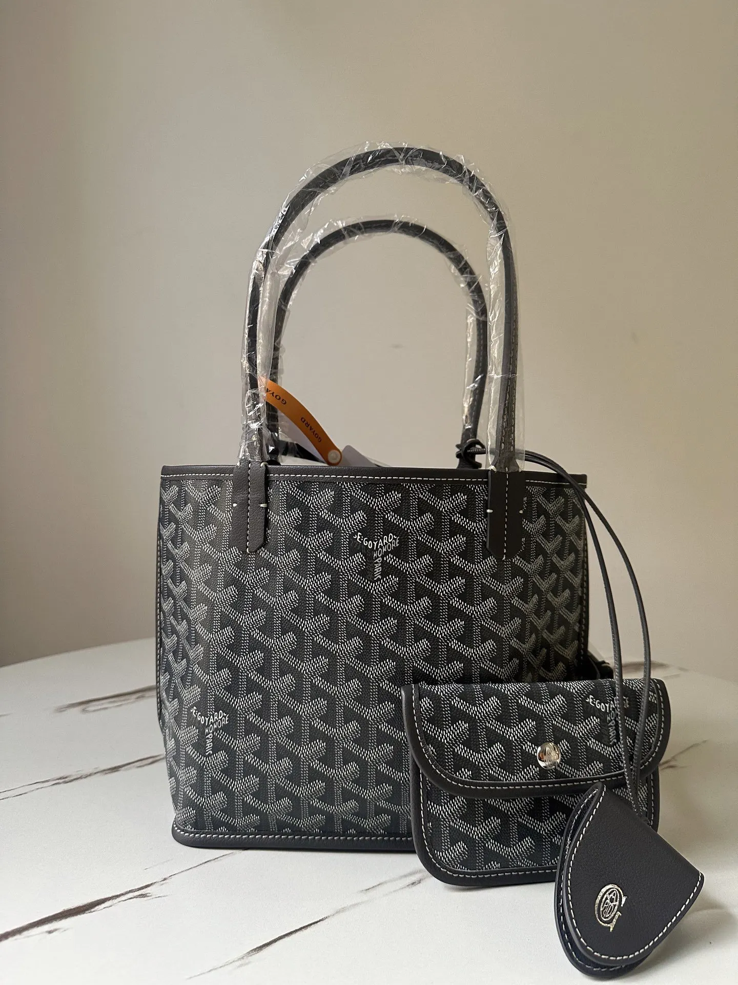 Goyard Gray Tote Bag Leather
