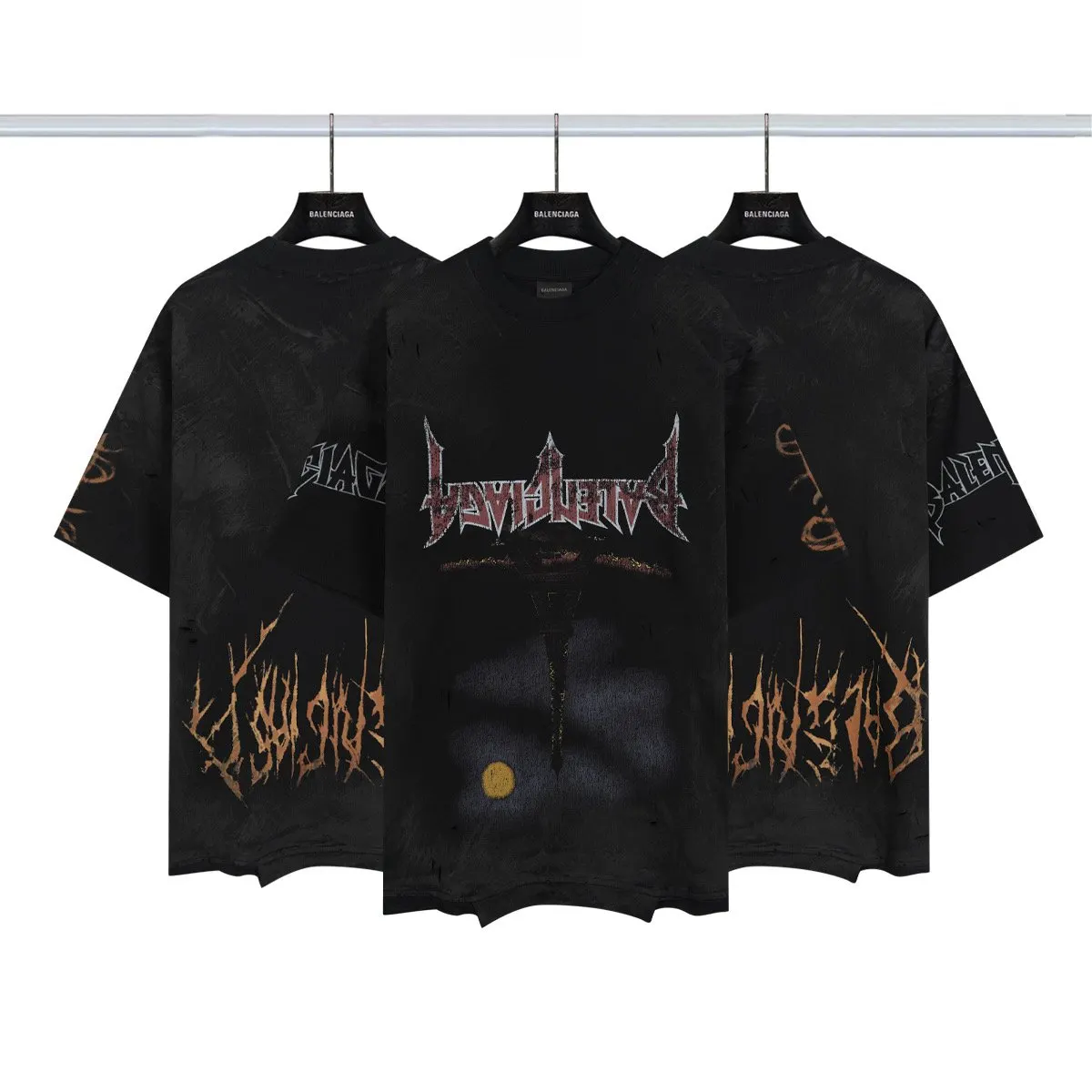Balenciaga Black Short Sleeve T-Shirt Street Casual