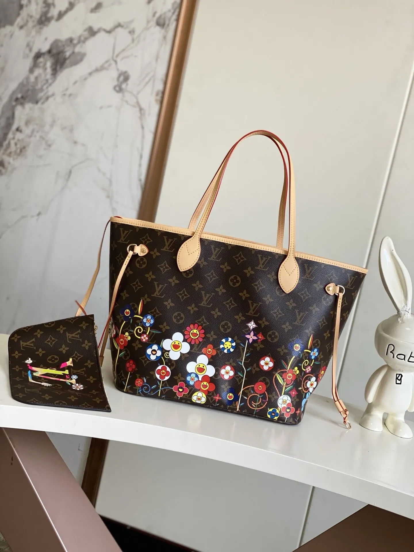 LV Neverfull 牛皮 收納包 旅行收納款