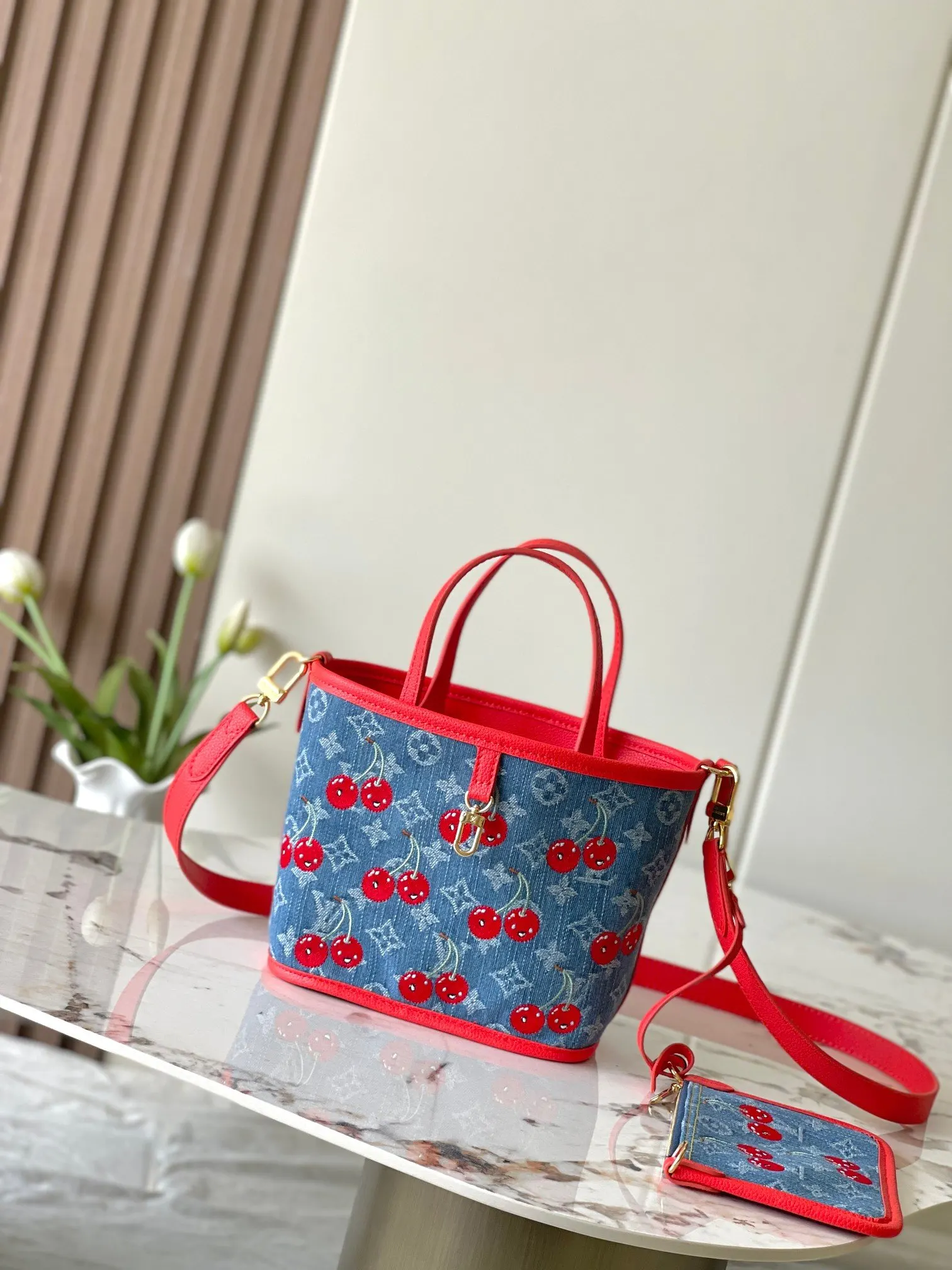 LV Neverfull 牛仔 丹宁 牛皮 收納包 旅行收納款