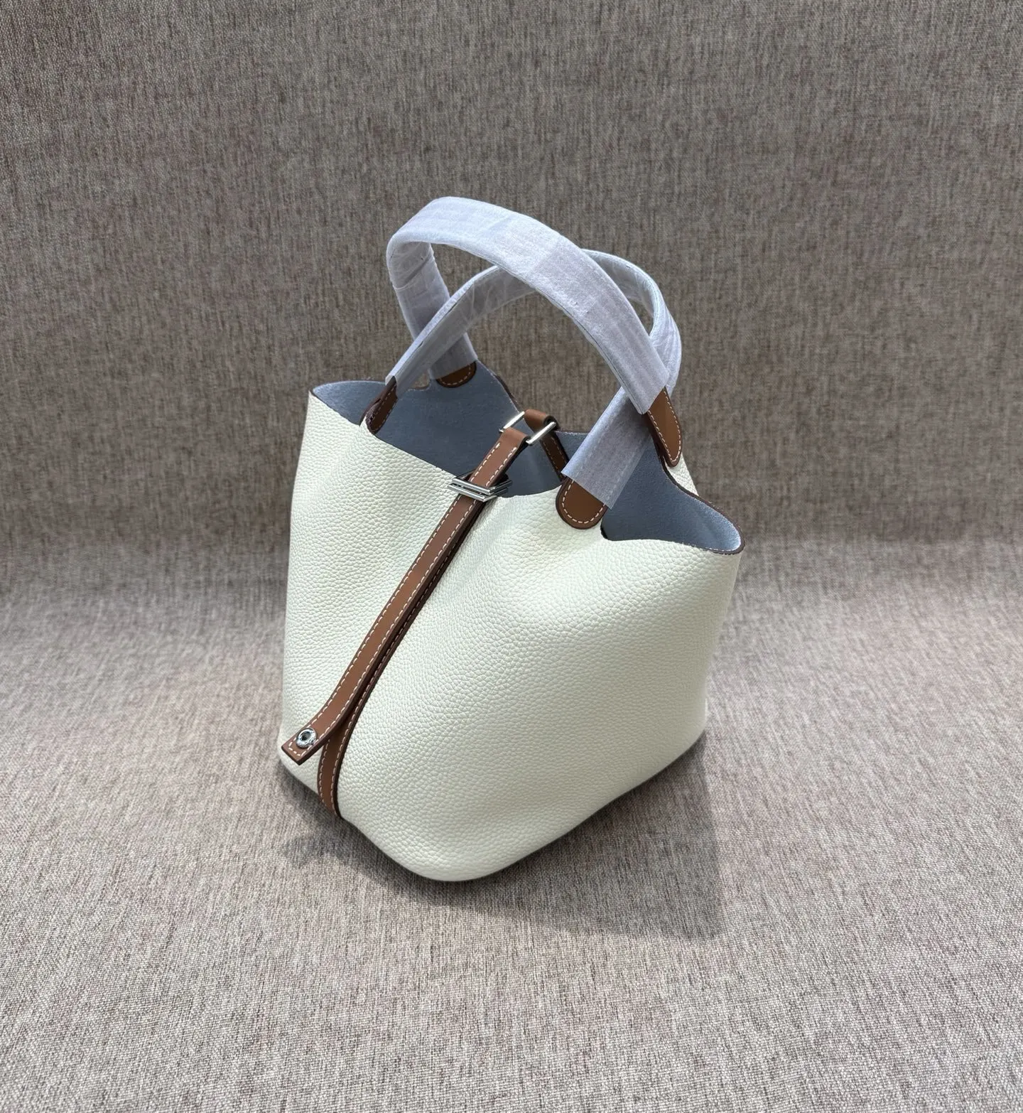 Hermes Picotin 米白拼棕 Togo牛皮 水桶包 18cm 經典款