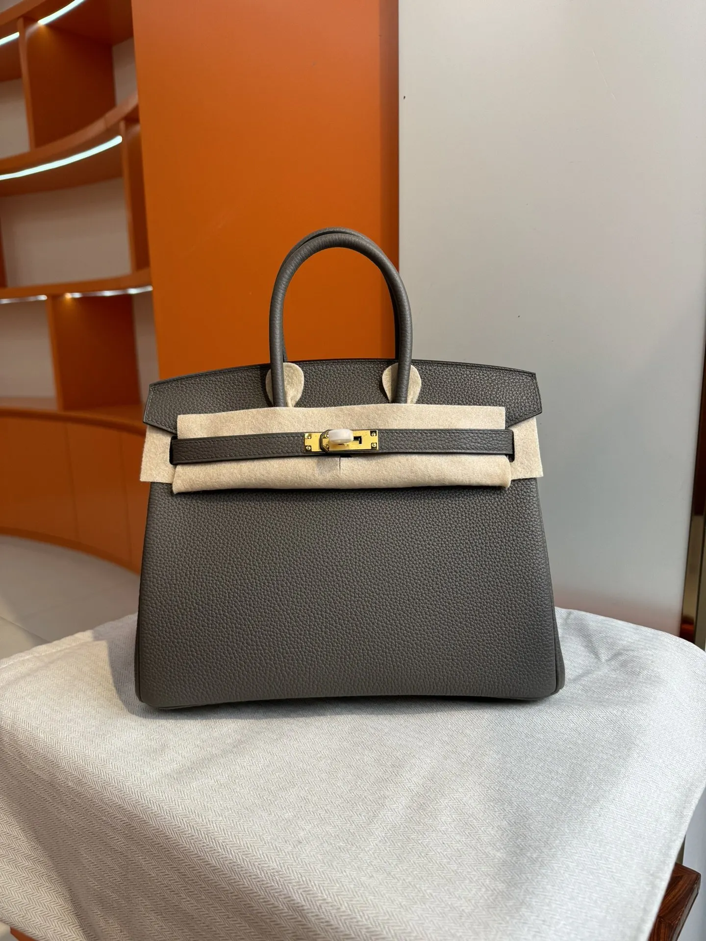 Birkin 铂金 进口Togo皮 锡器灰 金扣 手提包 通勤手提款