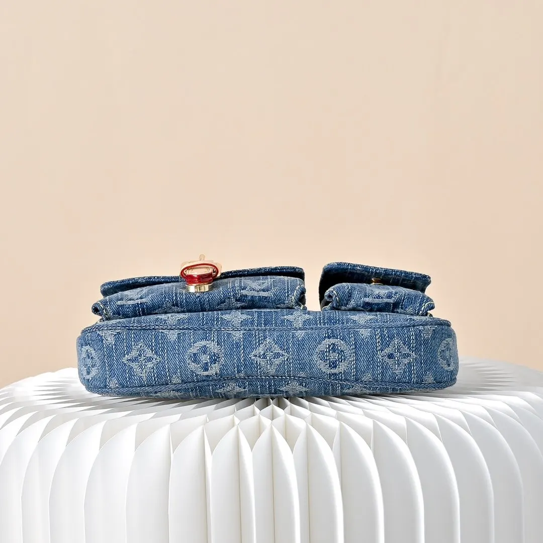 Blue Shoulder Bag Leather