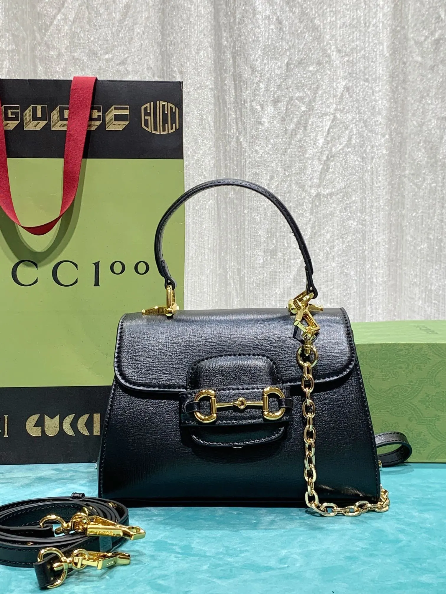 Gucci 棕色 帆布 Horsebit 系列手提包 作为 Hors 通勤手提款