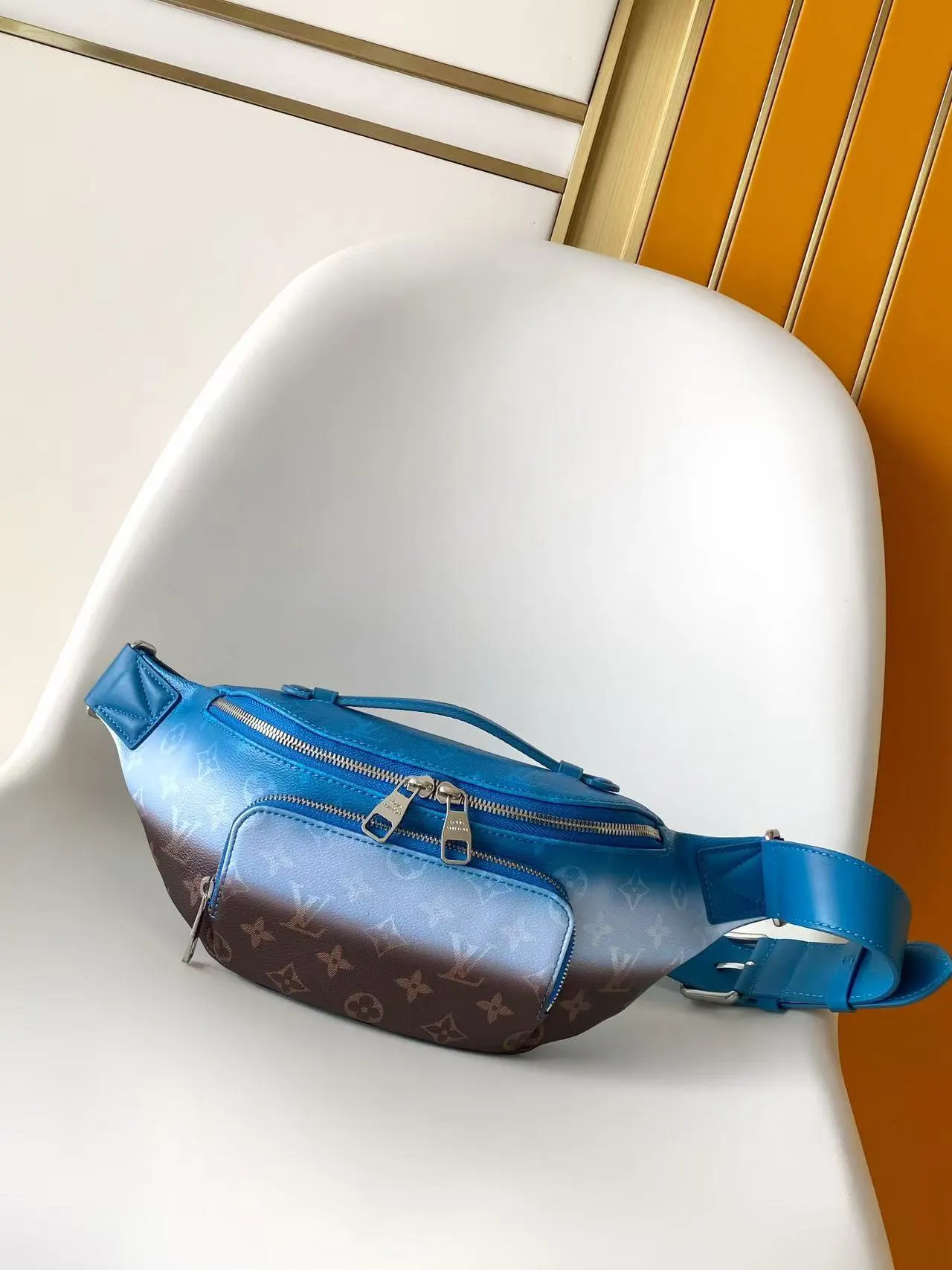 Black Blue Belt Bag Casual Leather