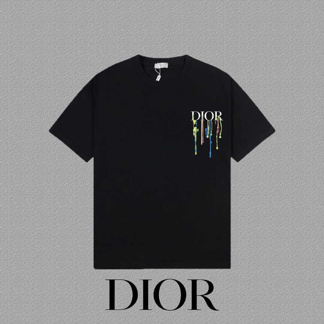 Dior 黑色彩色字母短袖T恤 休閒款