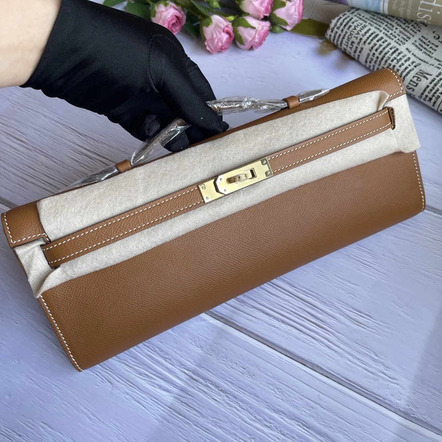 Kelly Cut 手包 Epsom皮 图片金粽 手拿包 精致手拿款