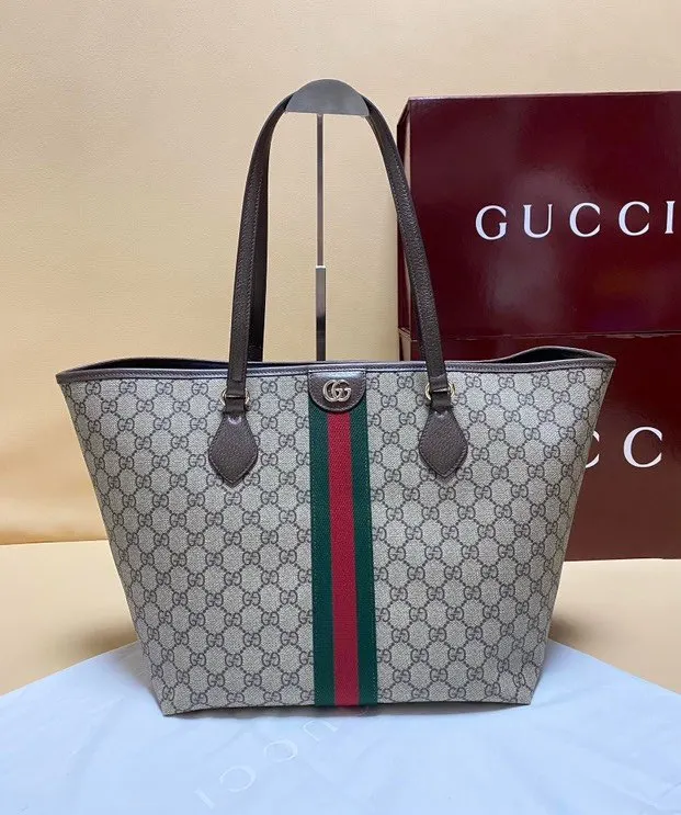 Gucci Brown Beige Tote Bag