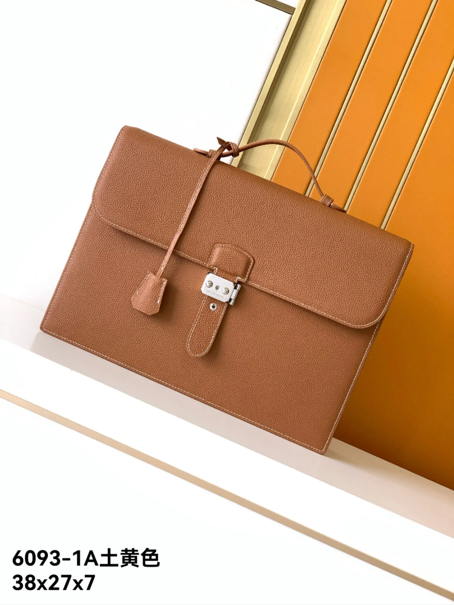 Yellow Briefcase Business Commuter Leather