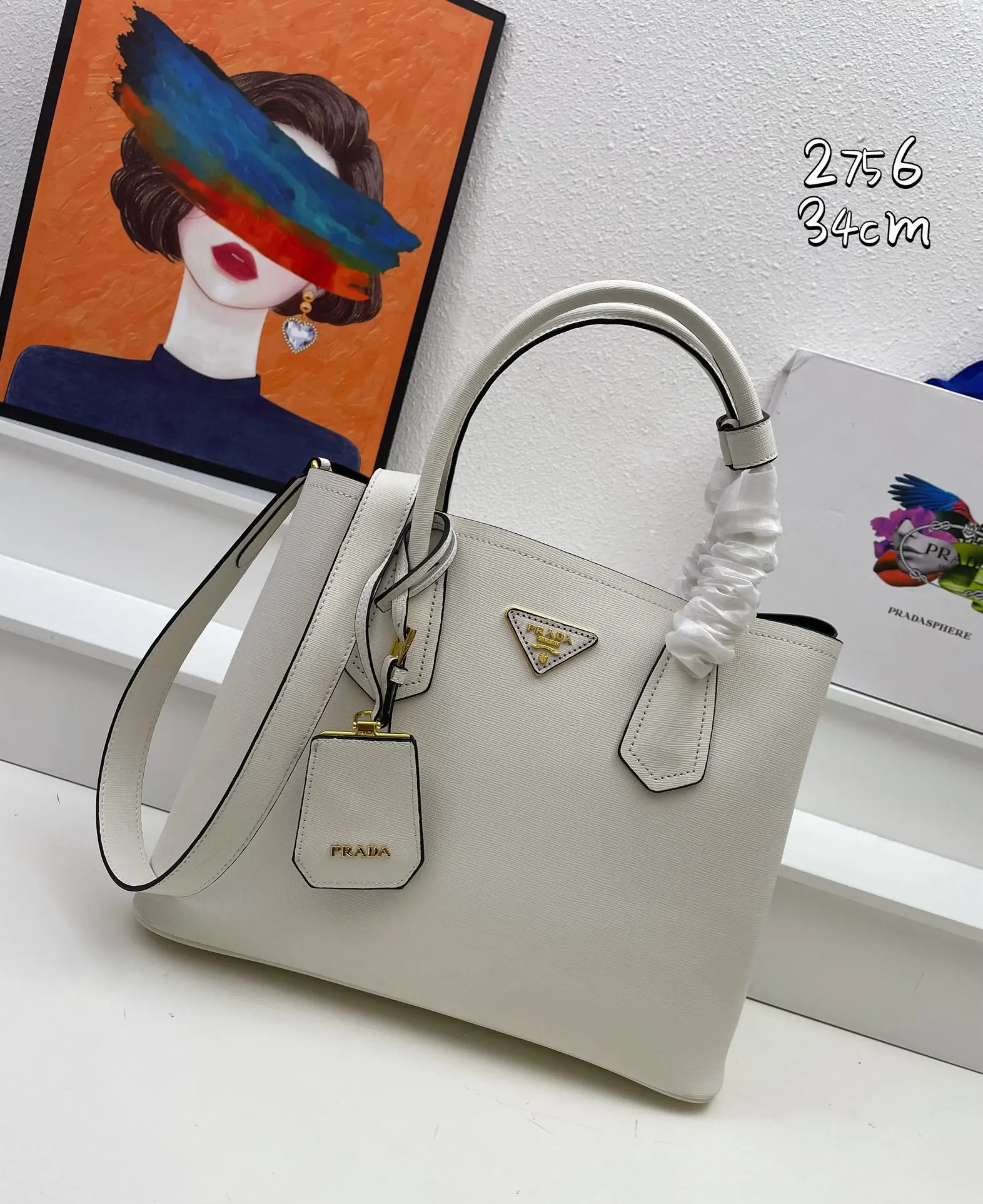 PRADA Saffiano十字纹牛皮 购物袋 輕便实用款
