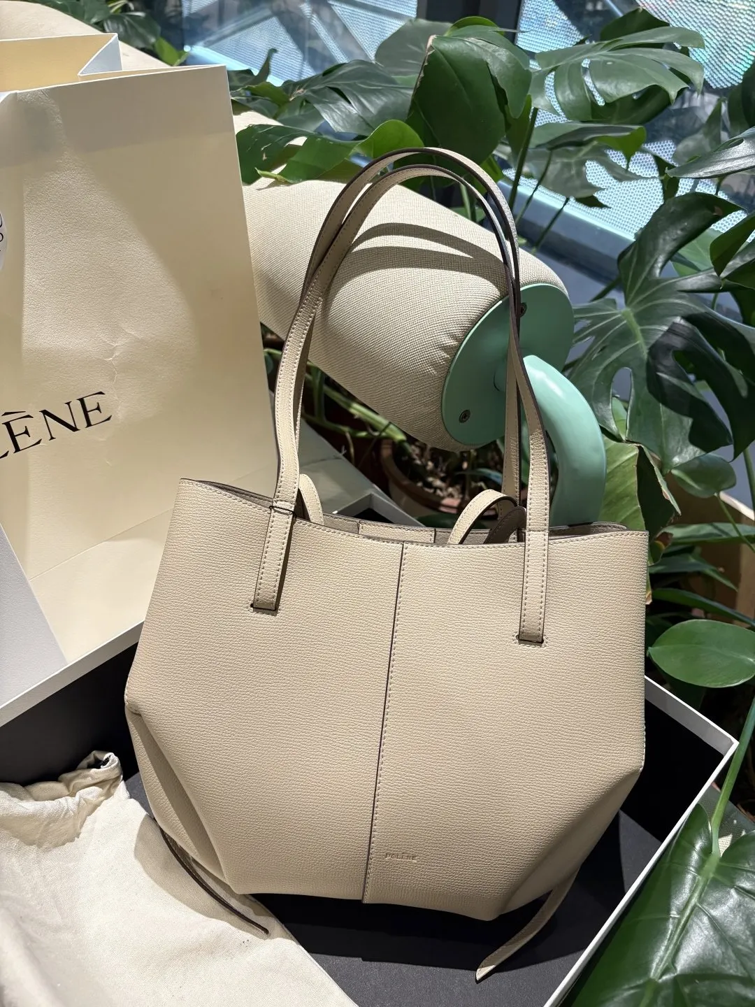 皮革 POLÈNE｜波灵恩 高 Cyme 托特包 以波 大容量托特款