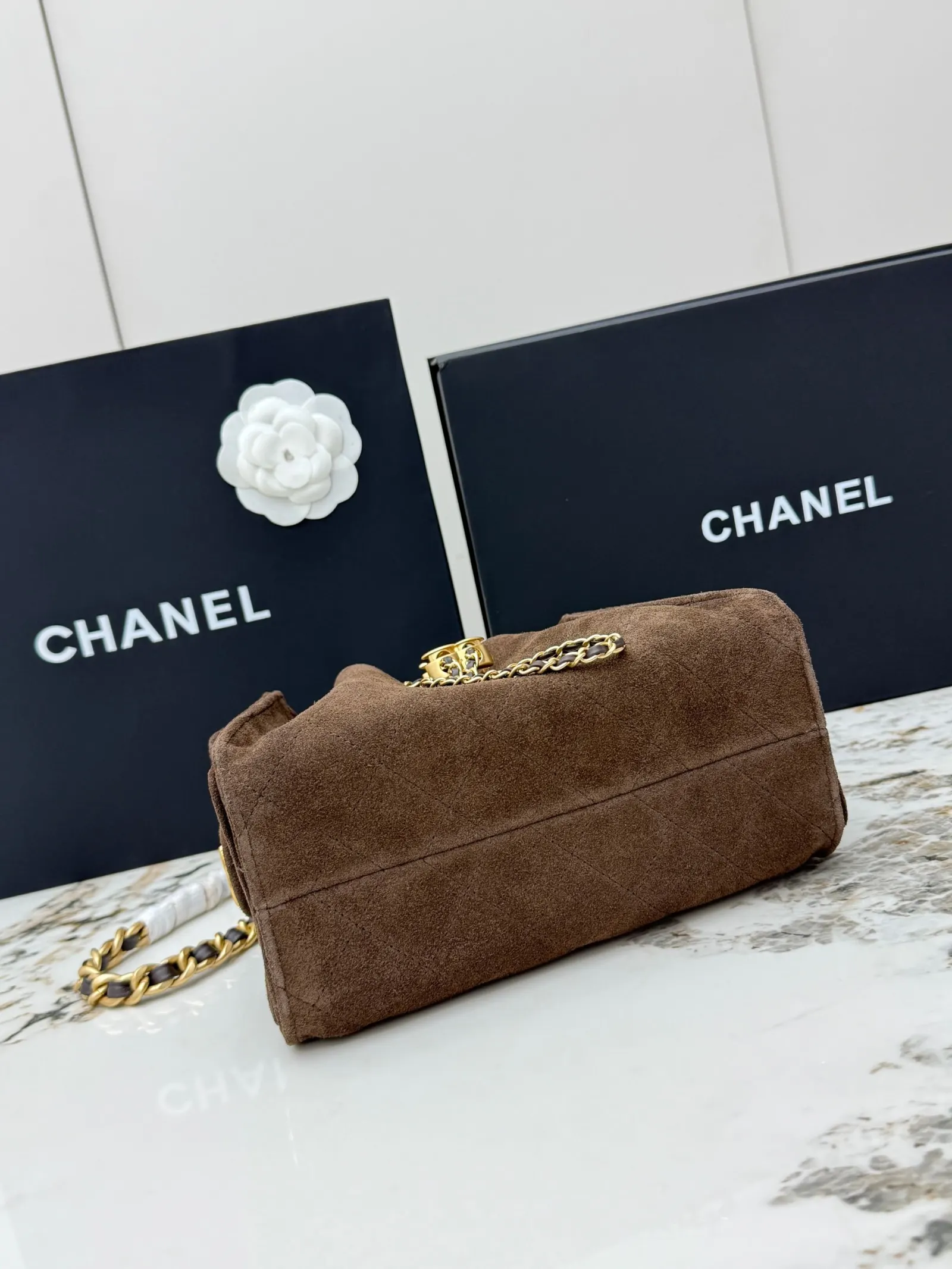 Gold Hobo Shoulder Bag Vintage Leather