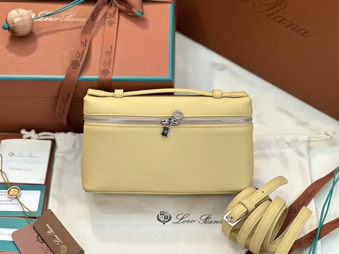 黃色 小牛皮 Loro Piana Extra Poket 手拿包 精致手拿款