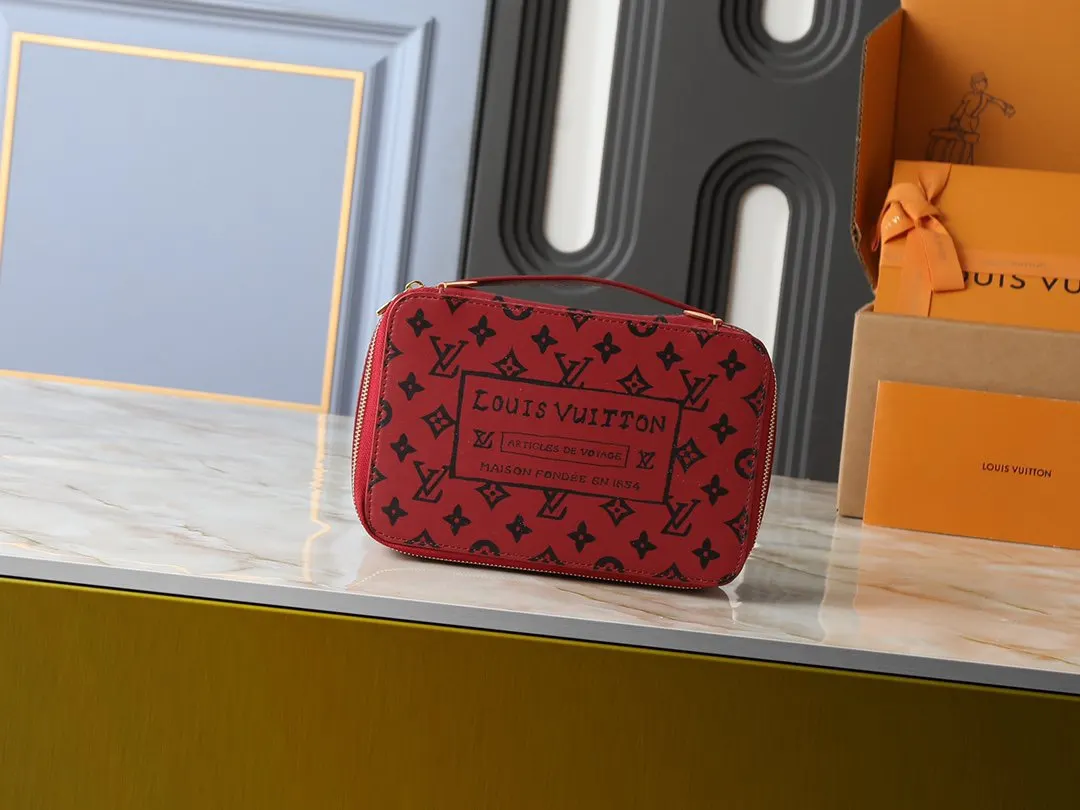 Red Monogram Organizer Pouch Travel