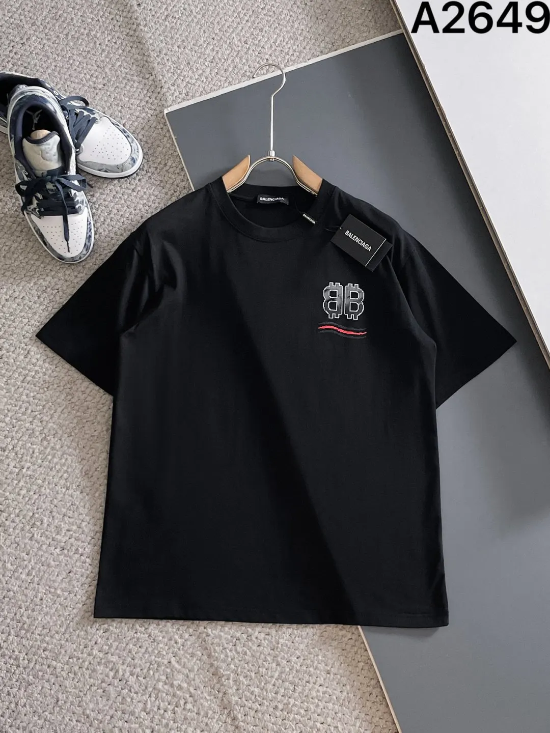 Balenciaga 黑色 純棉 Logo 短袖T恤 街頭休閒款