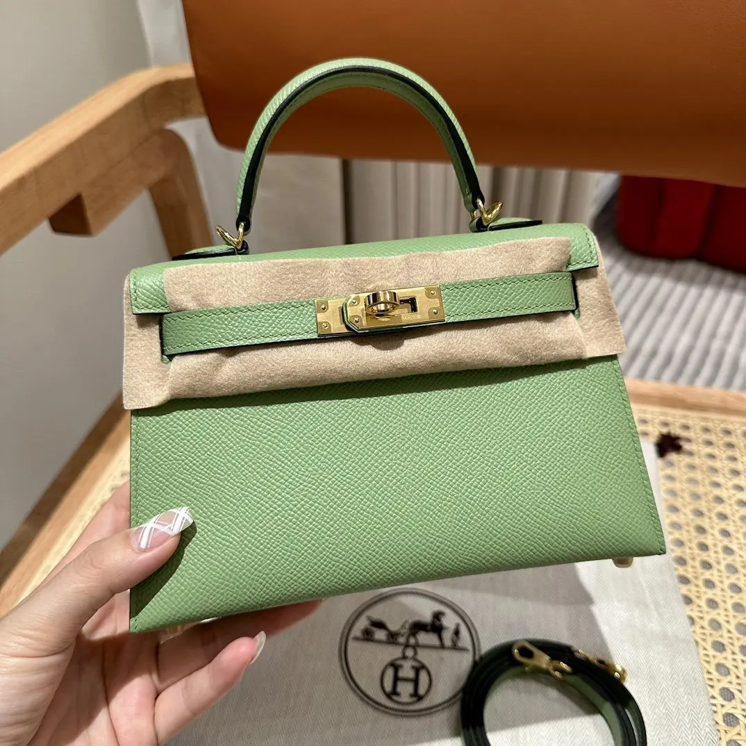 Hermes Mini Kelly 牛油果綠 Epsom掌纹牛皮 斜背包 19cm 經典款