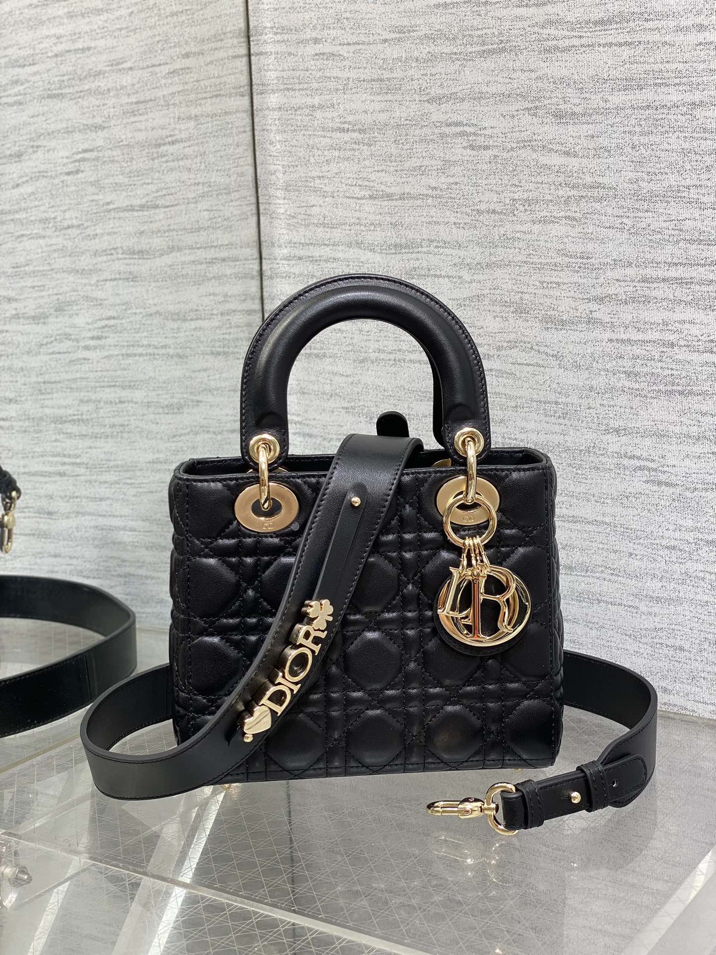Dior Lady Dior Black Handbag, Handheld Crossbody