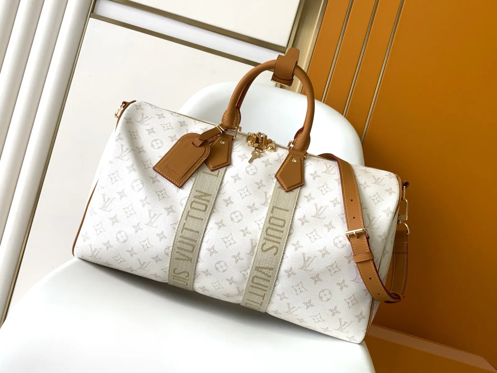 Keepall 白色 牛皮 旅行袋 大容量旅行款