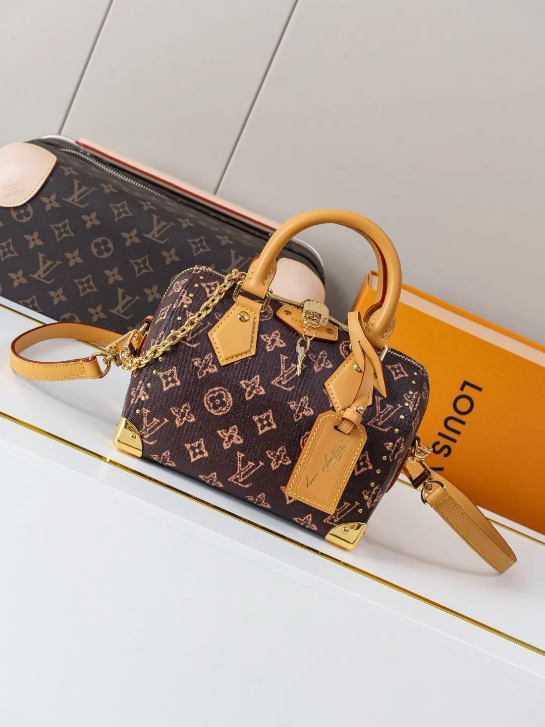 LV Speedy 老花 牛皮 链条包 精致链条款