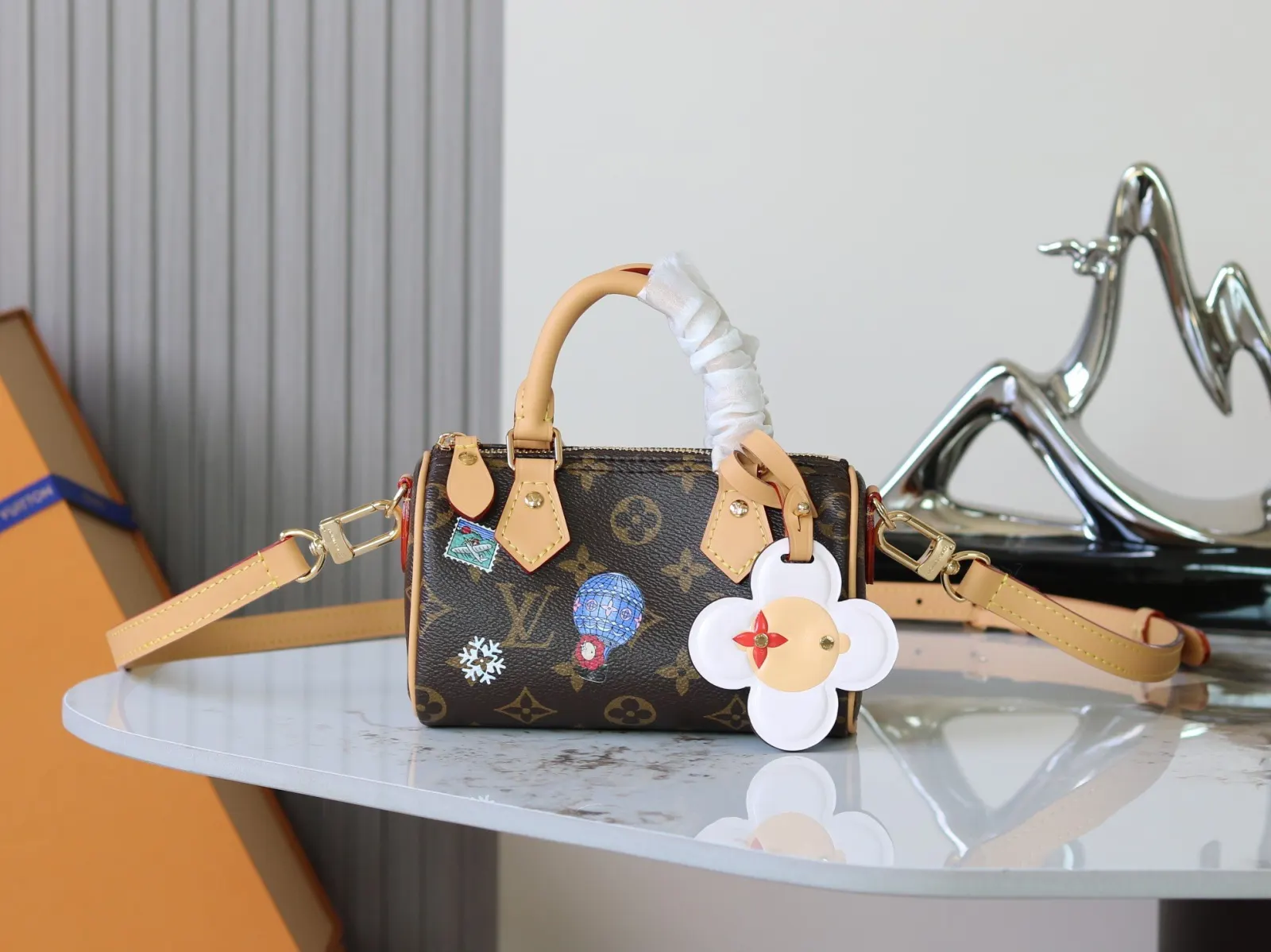 LV 老花Mini Speedy手袋 彩色挂饰款