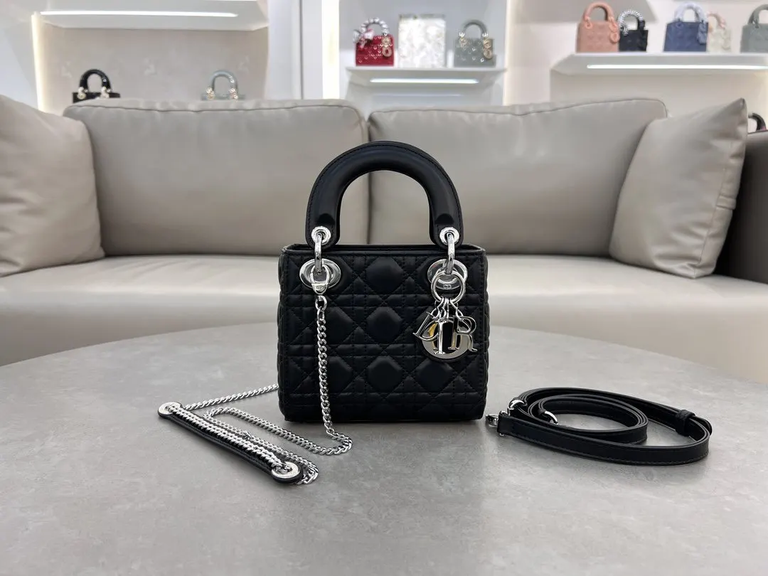 Dior Lady Dior 黑色羊皮手袋 手提斜挎款