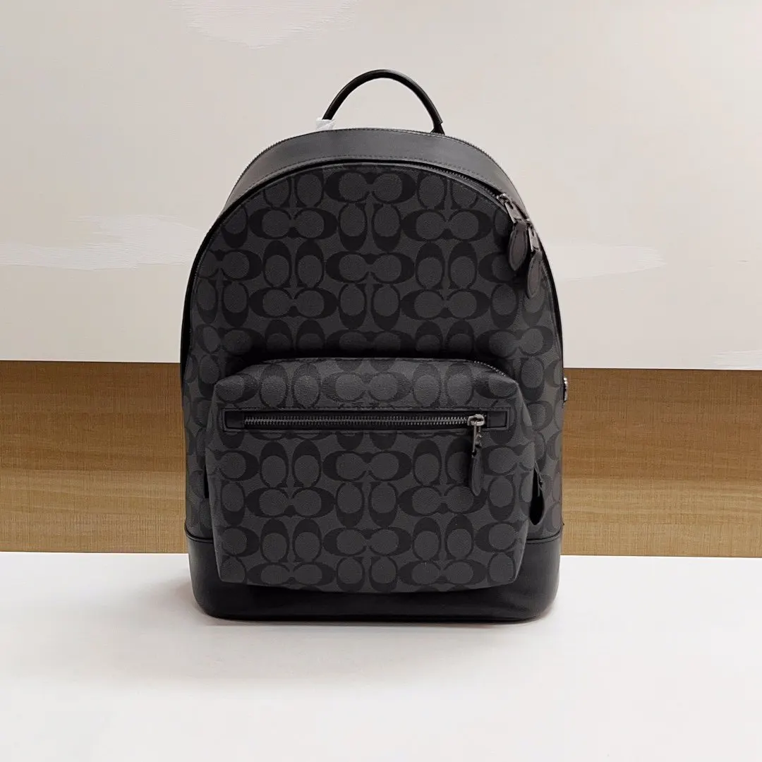 Coach 黑色 牛皮 条纹 黑色 west瘦版 旅行袋 大容量旅行款