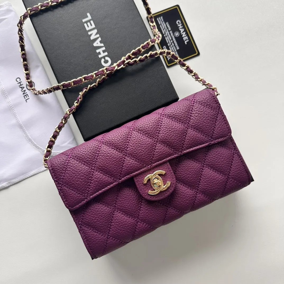 Purple Chain Bag Classic Leather