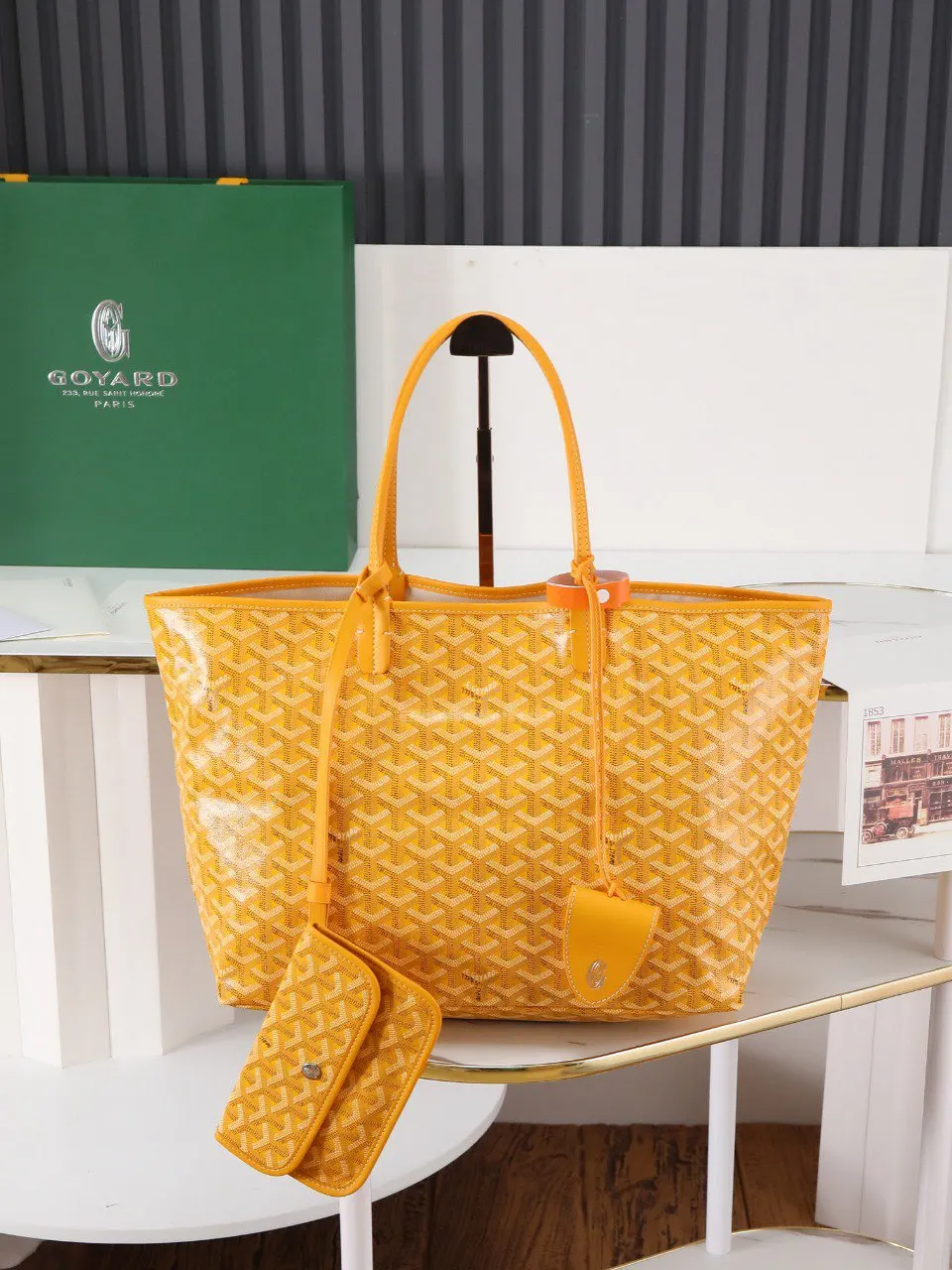 Goyard Yellow Hobo Shoulder Bag Vintage Canvas
