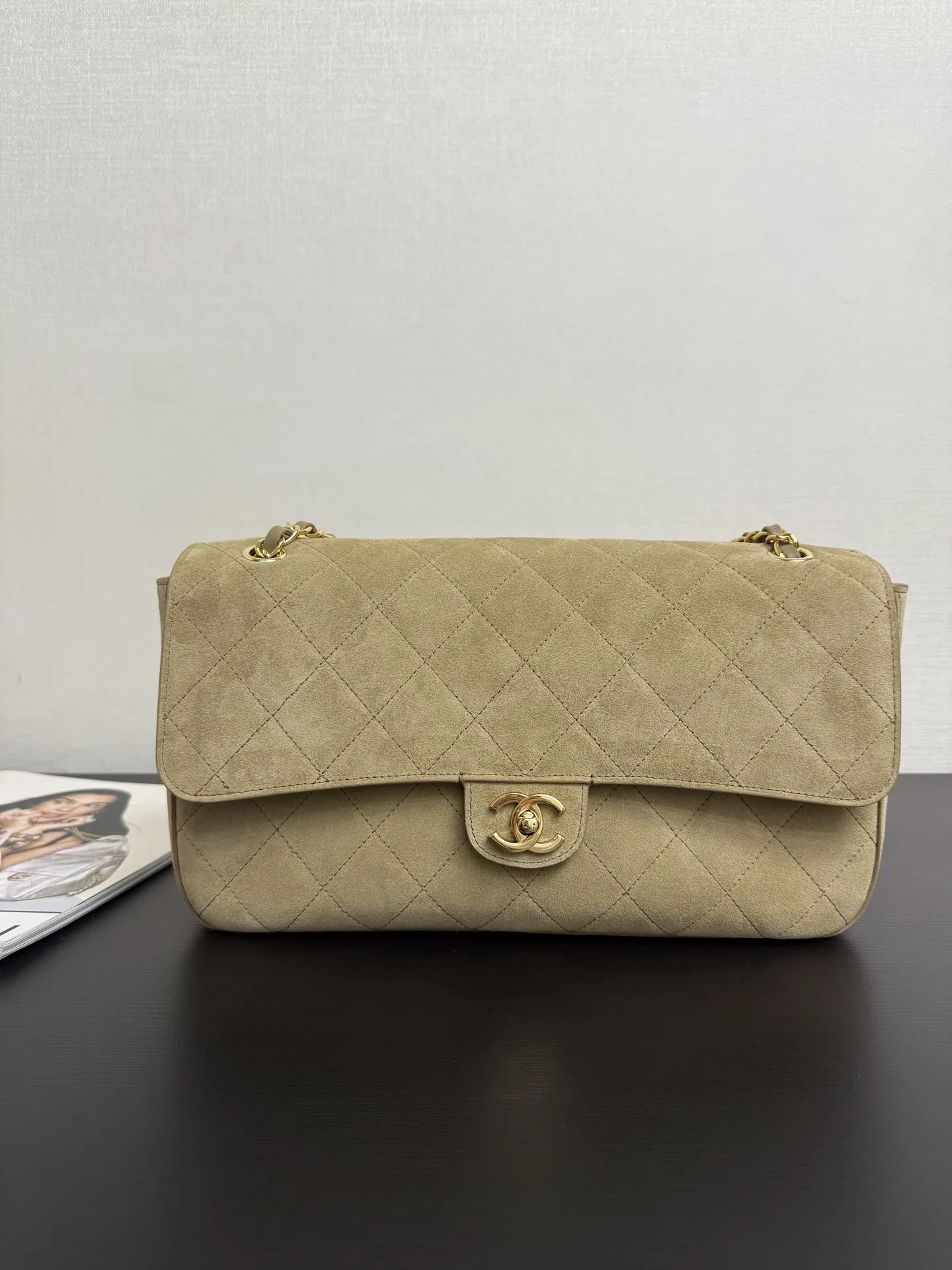 Beige Gold Chain Bag
