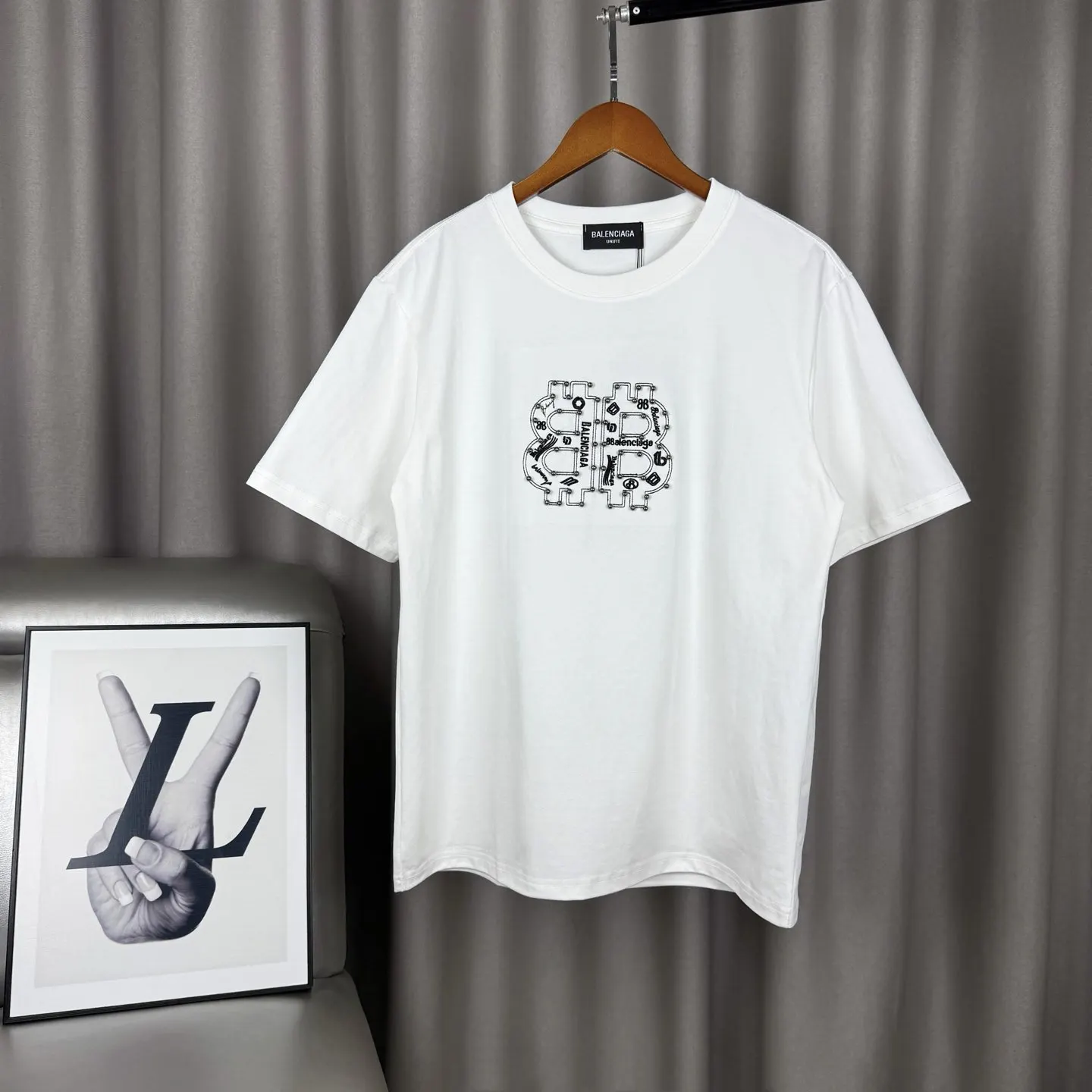 Balenciaga Black Cotton Logo Short Sleeve T-Shirt Street Cas