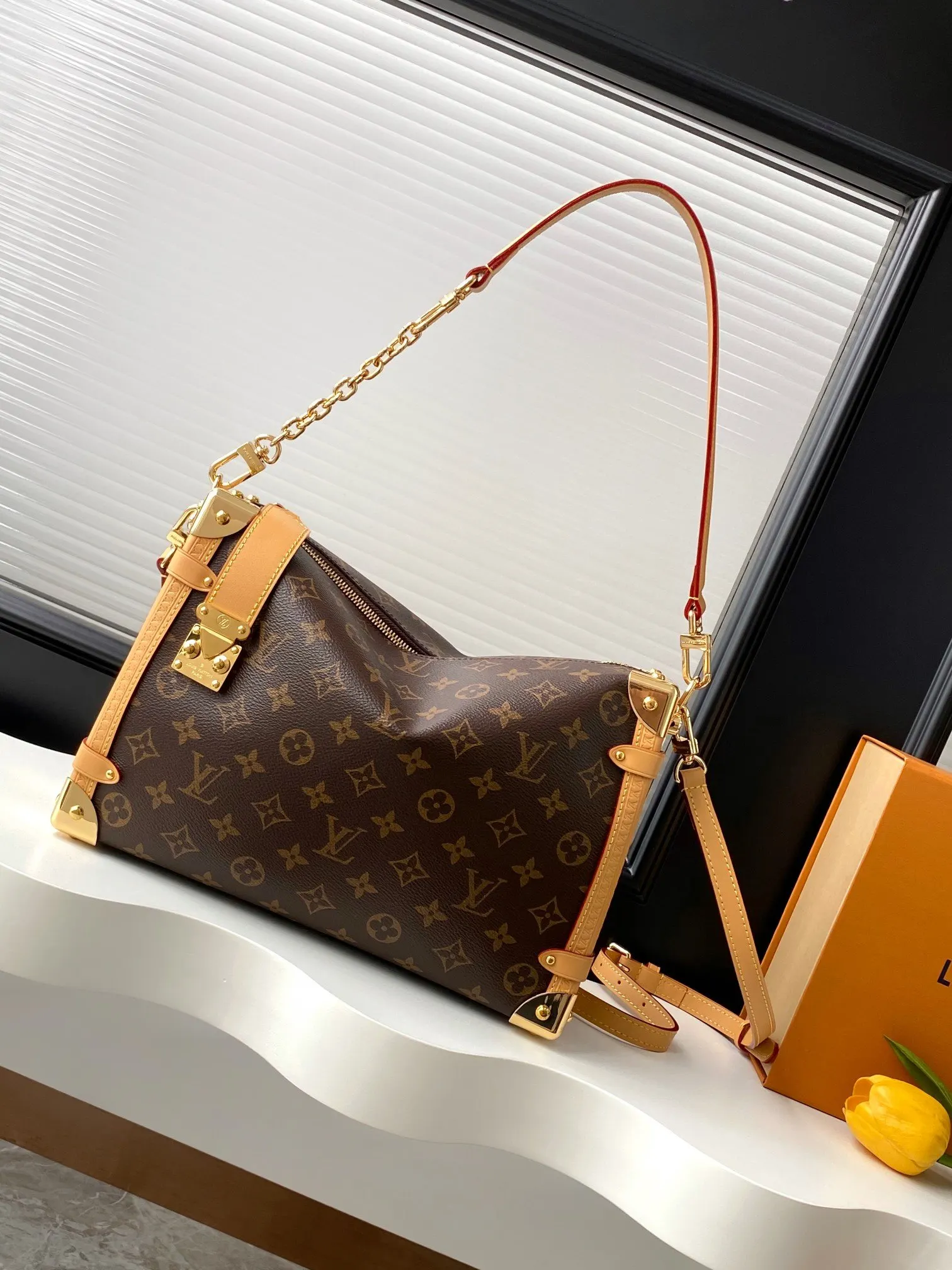 Monogram Chain Bag Leather