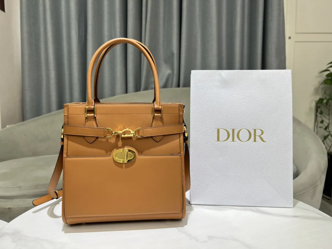 Dior 棕色牛皮包包 手提斜挎款