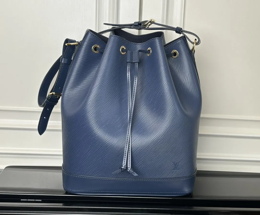 Blue Bucket Bag Casual Leather
