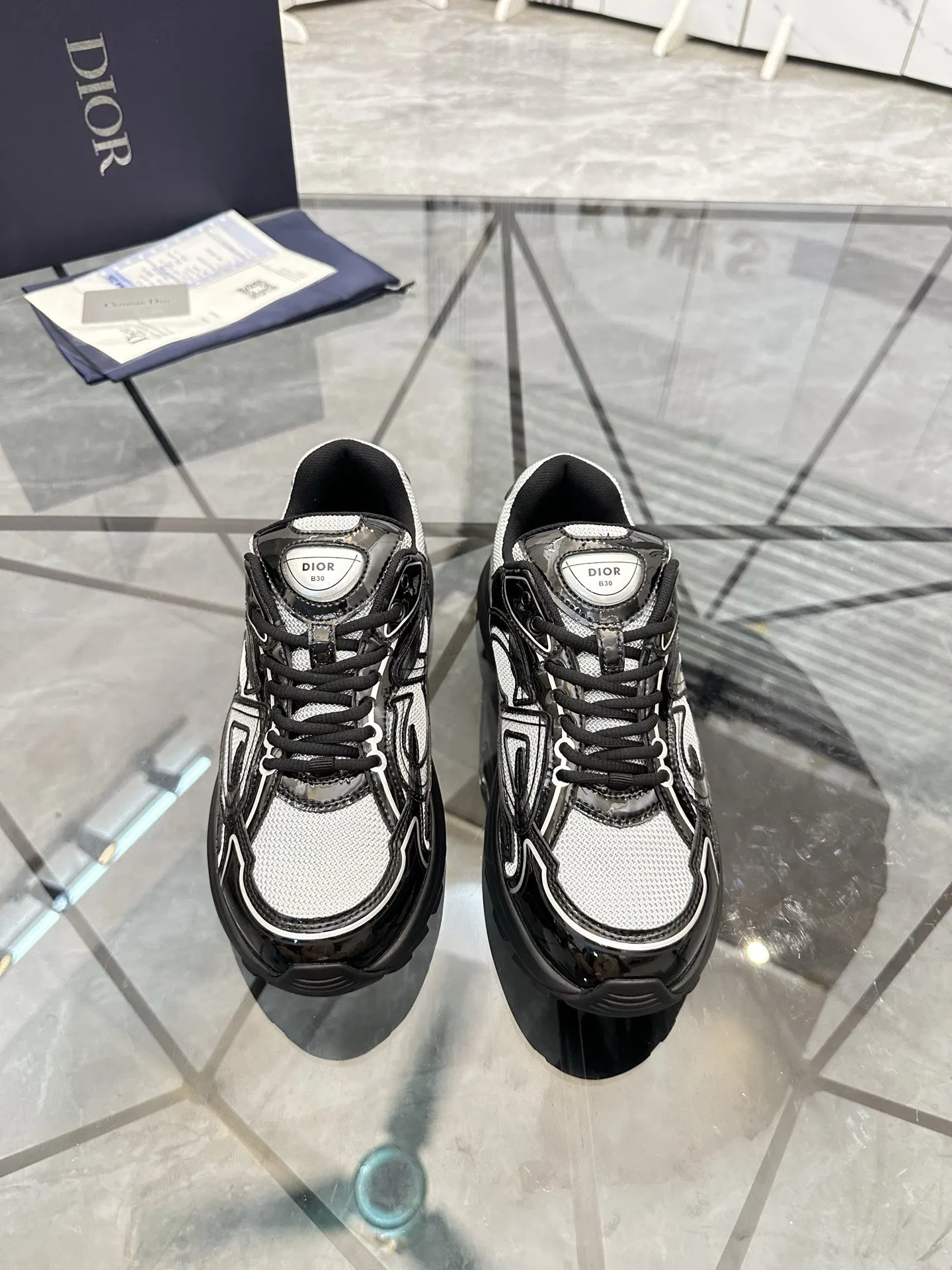 Dior B27 黑白Oblique牛皮運動鞋 厚底款