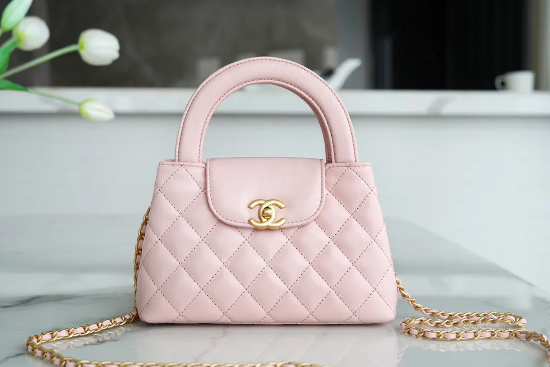 CHANEL 黑色 粉色 羊皮 手提包 通勤手提款