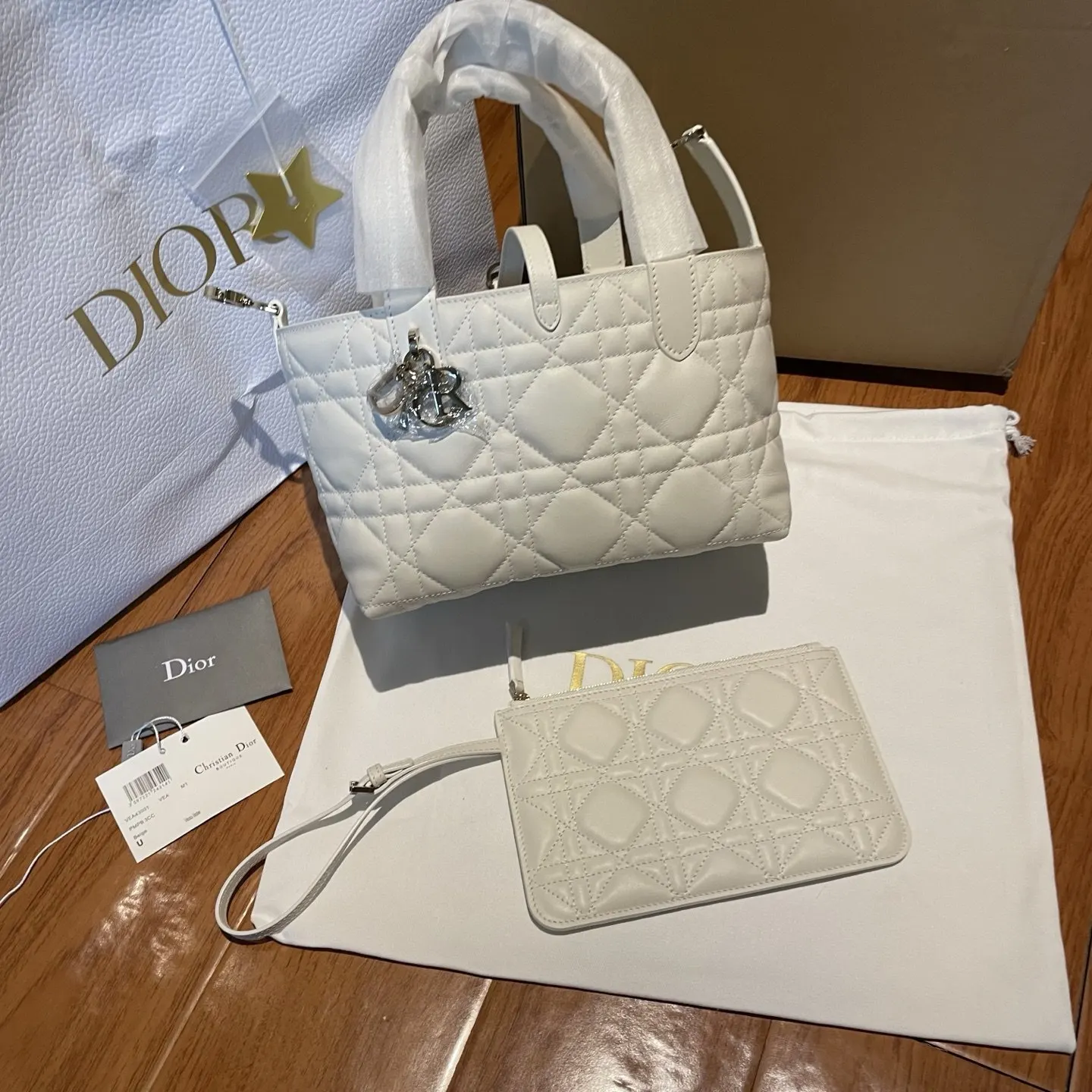 Dior 白色 奶白 牛皮 水桶包 休閒水桶款