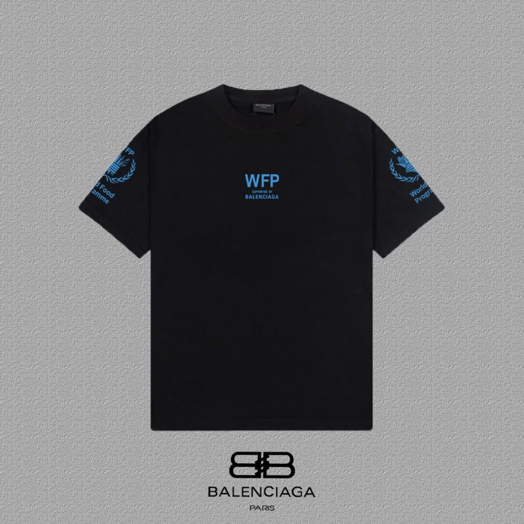 Balenciaga Paris Black Short Sleeve T-Shirt Street Casual