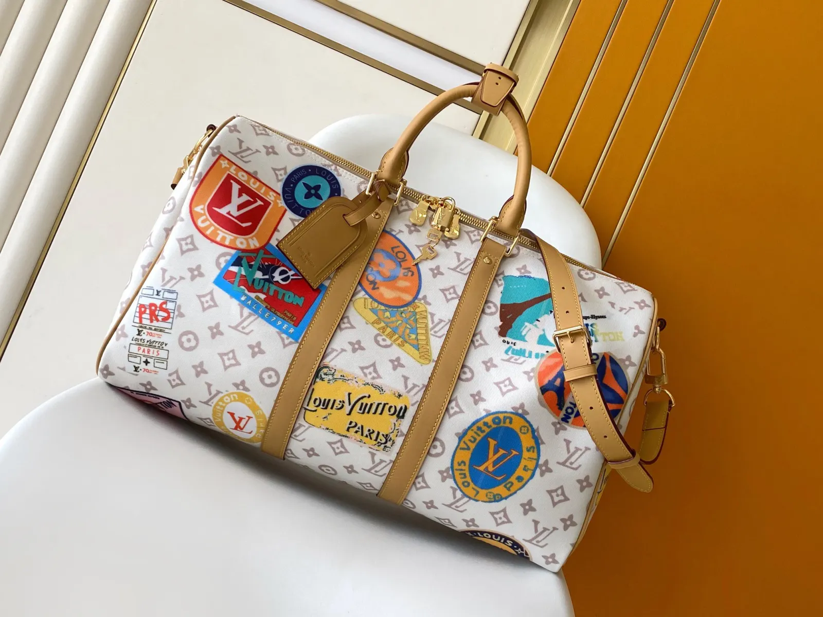 LV 金色 牛皮 旅行袋 大容量旅行款
