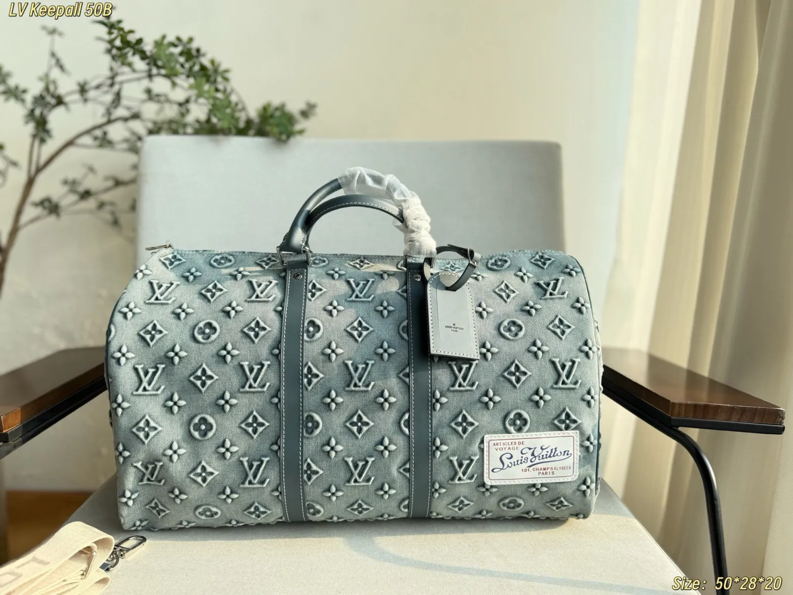 LV Keepall 牛仔 丹宁 牛皮 旅行袋 大容量旅行款