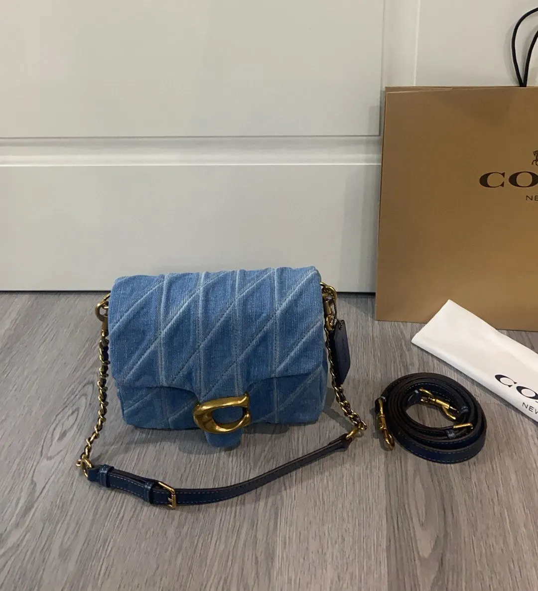 Coach 丹宁 square 喜欢丹宁的宝宝有福了 斜背包 輕便斜挎款