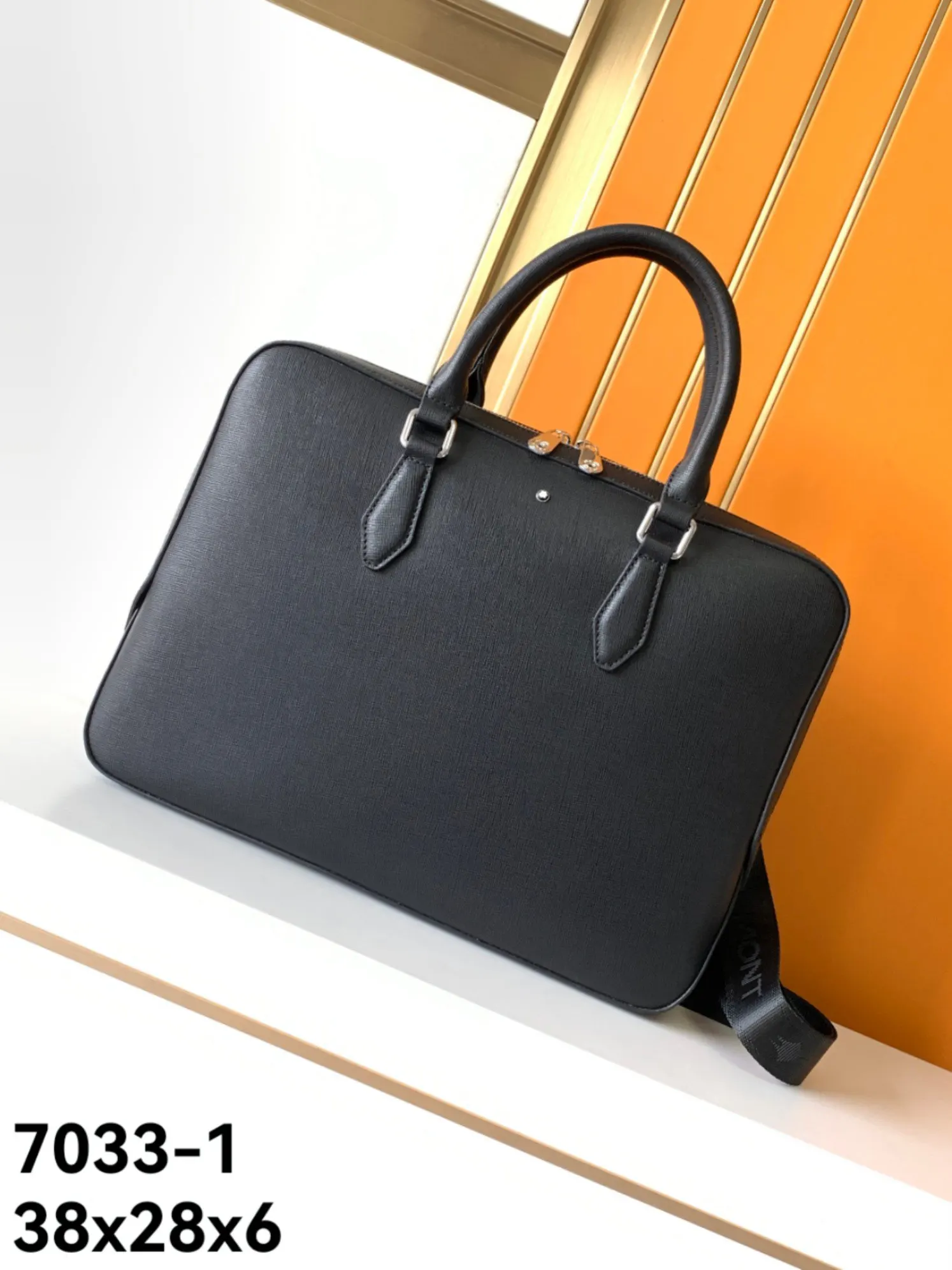 Black Briefcase Business Commuter Leather