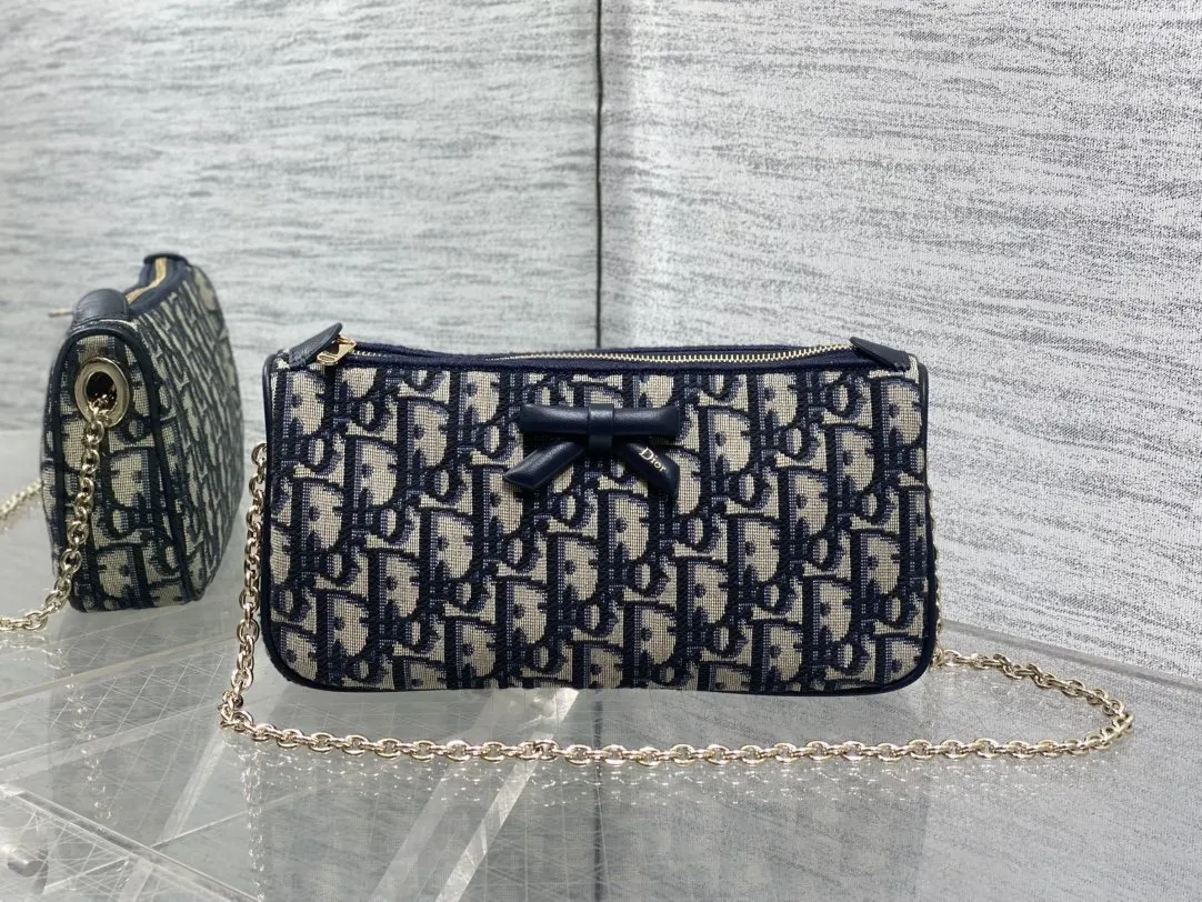 Dior Oblique 黑色皮革鏈條包 手提斜挎款
