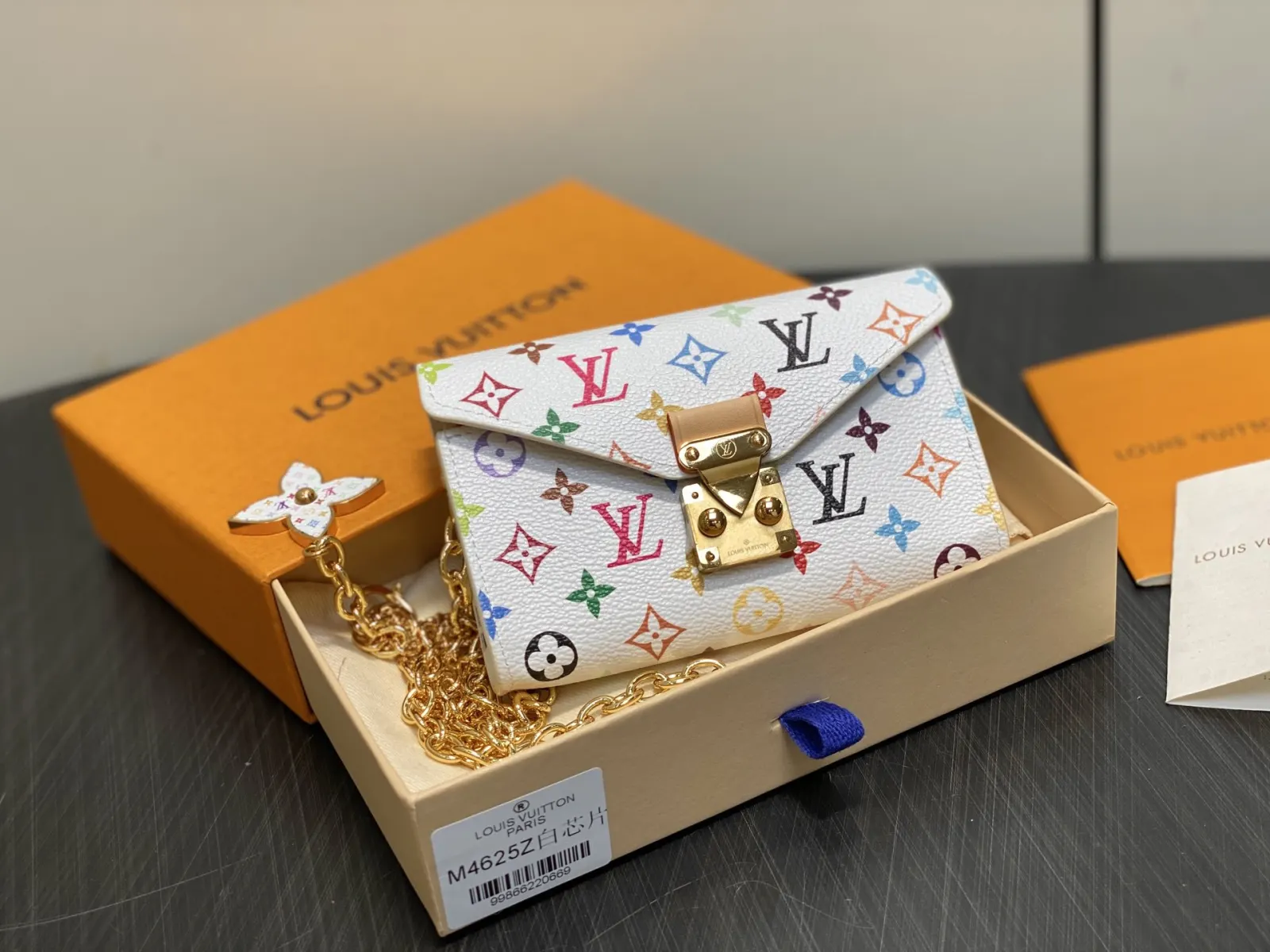 老花 Mo精品 白彩 鏈條腰包腰帶 TM PO 休閒腰包款